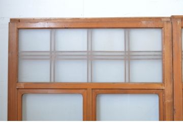 アンティーク建具　レトロな雰囲気漂うガラス戸4枚セット(引き戸)(R-064563)