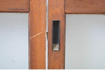 アンティーク建具　シンプルなデザインが魅力のガラス戸4枚セット(引き戸)(R-064565)