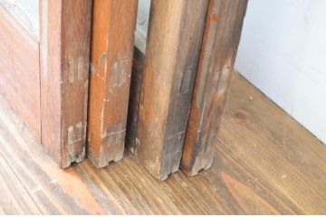 アンティーク建具　シンプルなデザインが魅力のガラス戸4枚セット(引き戸)(R-064565)