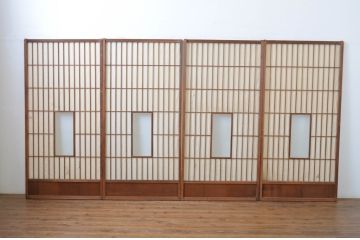 アンティーク建具　経年を感じる風合いが魅力の古い障子戸4枚セット(引き戸)(R-064566)