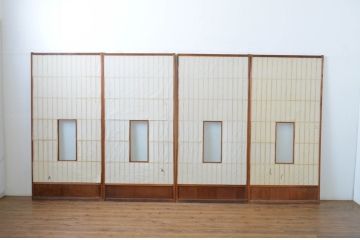 アンティーク建具　経年を感じる風合いが魅力の古い障子戸4枚セット(引き戸)(R-064566)