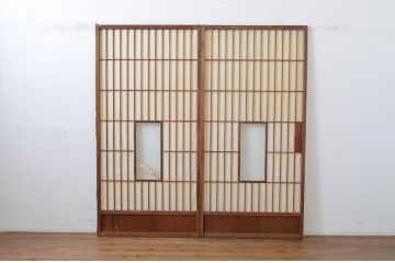 アンティーク建具　和の情緒を演出する障子戸2枚セット(引き戸)(R-064567)