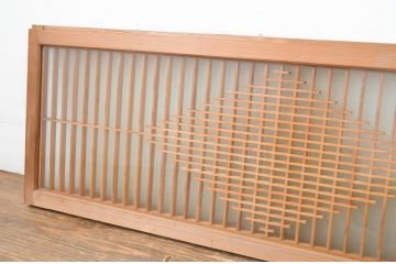 ビンテージ建具　両面ガラス入り　品のある雰囲気が魅力的なガラス欄間2枚セット(明り取り、明かり取り、ヴィンテージ)(R-064575)