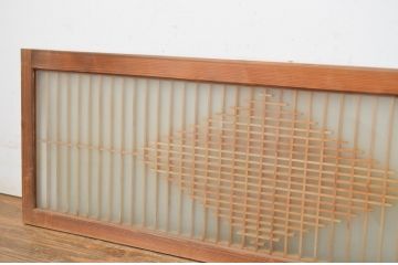 ビンテージ建具　両面ガラス入り　品のある雰囲気が魅力的なガラス欄間2枚セット(明り取り、明かり取り、ヴィンテージ)(R-064575)
