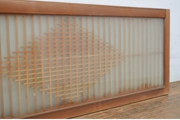 ビンテージ建具　両面ガラス入り　品のある雰囲気が魅力的なガラス欄間2枚セット(明り取り、明かり取り、ヴィンテージ)(R-064575)