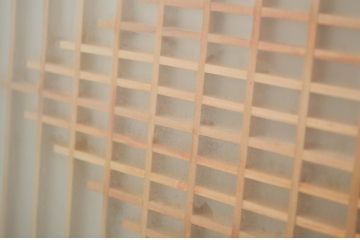 ビンテージ建具　両面ガラス入り　品のある雰囲気が魅力的なガラス欄間2枚セット(明り取り、明かり取り、ヴィンテージ)(R-064575)