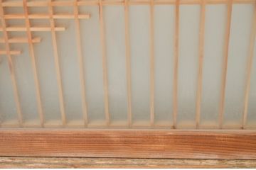 ビンテージ建具　両面ガラス入り　品のある雰囲気が魅力的なガラス欄間2枚セット(明り取り、明かり取り、ヴィンテージ)(R-064575)