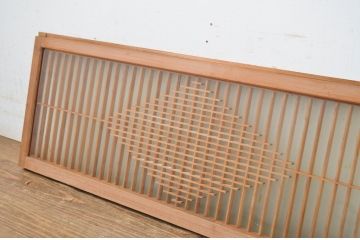 ビンテージ建具　両面ガラス入り　品のある雰囲気が魅力的なガラス欄間2枚セット(明り取り、明かり取り、ヴィンテージ)(R-064576)