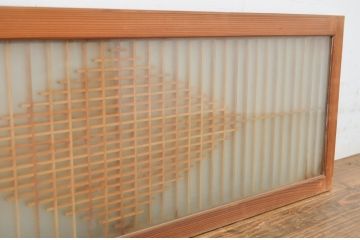 ビンテージ建具　両面ガラス入り　品のある雰囲気が魅力的なガラス欄間2枚セット(明り取り、明かり取り、ヴィンテージ)(R-064576)