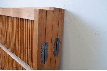 和製ビンテージ　古民家カフェ風インテリアとしてもおすすめ!!古い葦の味わいが魅力的な4連衝立て(四連衝立て、衝い立て、つい立て、パーテーション、仕切り、ヴィンテージ)(R-064583)
