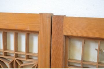 ビンテージ建具　和の趣を感じる組子入りの障子欄間2枚セット(明り取り、明かり取り、ヴィンテージ)(R-064584)