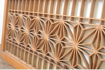 ビンテージ建具　和の趣を感じる組子入りの障子欄間2枚セット(明り取り、明かり取り、ヴィンテージ)(R-064584)