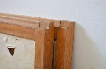 ビンテージ建具　和の趣を感じる組子入りの障子欄間2枚セット(明り取り、明かり取り、ヴィンテージ)(R-064584)