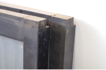 ビンテージ建具　ガラス入り組子　和モダンな空間づくりにおすすめの書院戸2枚セット(窓、片面ガラス、引き戸、ガラス戸、ヴィンテージ)(R-064585)