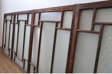 アンティーク建具　大正ロマン　ノスタルジックな雰囲気を醸し出すガラス窓4枚セット(ガラス戸、引き戸)(R-064586)