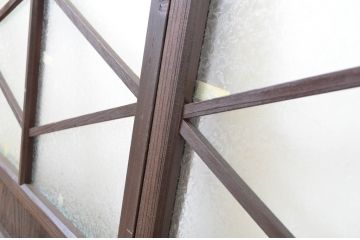 アンティーク建具　大正ロマン　どこか懐かしい雰囲気の小さなガラス窓2枚セット(ガラス戸、引き戸)(R-064587)