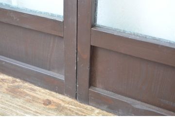 アンティーク建具　大正ロマン　どこか懐かしい雰囲気の小さなガラス窓2枚セット(ガラス戸、引き戸)(R-064587)