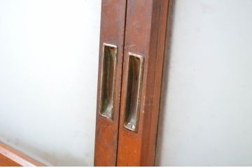 レトロ建具　昭和レトロ　どこか懐かしい雰囲気漂う横桟の幅狭ガラス戸4枚セット(引き戸)(R-064591)