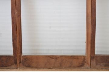 アンティーク建具　モールガラス入りのシンプルな幅狭ガラス戸4枚セット(引き戸)(R-064592)