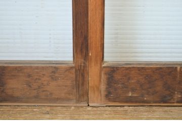 アンティーク建具　モールガラス入りのシンプルな幅狭ガラス戸4枚セット(引き戸)(R-064592)