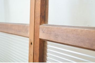 アンティーク建具　モールガラス入りのシンプルな幅狭ガラス戸4枚セット(引き戸)(R-064592)