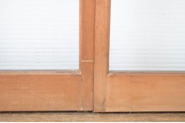 アンティーク建具　モールガラス入りのシンプルな幅狭ガラス戸4枚セット(引き戸)(R-064592)