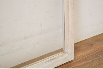 アンティーク建具　ペイント仕上げ限定　シンプルなデザインで取り入れやすい明かり取り2枚セット(ガラス欄間、明り取り)(R-064593)