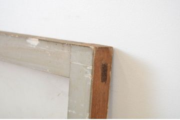 アンティーク建具　ペイント仕上げ限定　シンプルなデザインで取り入れやすい明かり取り2枚セット(ガラス欄間、明り取り)(R-064593)