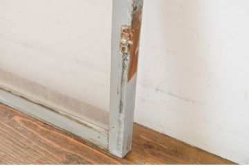 アンティーク建具　ペイント仕上げ限定　シンプルなデザインで取り入れやすい明かり取り2枚セット(ガラス欄間、明り取り)(R-064593)