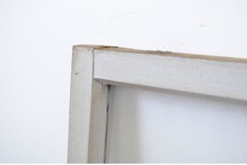 アンティーク建具　ペイント仕上げ限定　シンプルなデザインで取り入れやすい明かり取り2枚セット(ガラス欄間、明り取り)(R-064594)