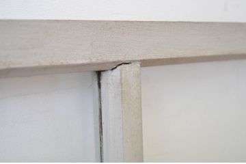 アンティーク建具　ペイント仕上げ限定　シンプルなデザインで取り入れやすい明かり取り2枚セット(ガラス欄間、明り取り)(R-064594)