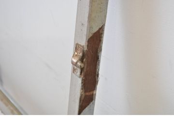 アンティーク建具　ペイント仕上げ限定　シンプルなデザインで取り入れやすい明かり取り2枚セット(ガラス欄間、明り取り)(R-064594)