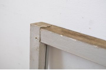アンティーク建具　ペイント仕上げ限定　シンプルなデザインで取り入れやすい明かり取り2枚セット(ガラス欄間、明り取り)(R-064594)