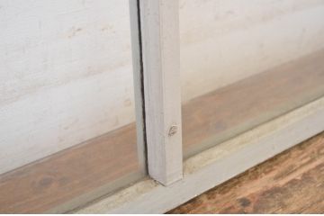 アンティーク建具　ペイント仕上げ限定　シンプルなデザインで取り入れやすい明かり取り2枚セット(ガラス欄間、明り取り)(R-064594)