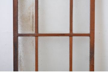 アンティーク建具　経年を感じさせる木味が魅力のガラス戸1枚(引き戸)(R-064595)