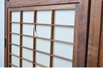 アンティーク建具　古い木味が目を惹く幅狭障子帯戸4枚セット(板戸、障子戸、引き戸)(R-064596)