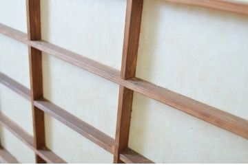 アンティーク建具　古い木味が目を惹く幅狭障子帯戸4枚セット(板戸、障子戸、引き戸)(R-064596)