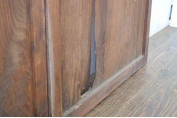 アンティーク建具　古い木味が目を惹く幅狭障子帯戸4枚セット(板戸、障子戸、引き戸)(R-064596)