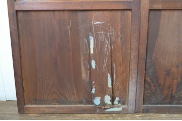アンティーク建具　古い木味が目を惹く幅狭障子帯戸4枚セット(板戸、障子戸、引き戸)(R-064596)