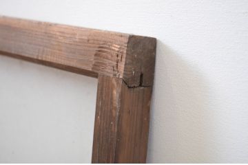 アンティーク建具　趣ある和の雰囲気を演出する大きなマス目(升目)の明かり取り1枚(ガラス欄間、明り取り、建具)(R-064599)