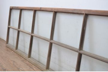 アンティーク建具　趣ある和の雰囲気を演出する大きなマス目(升目)の明かり取り1枚(ガラス欄間、明り取り、建具)(R-064599)