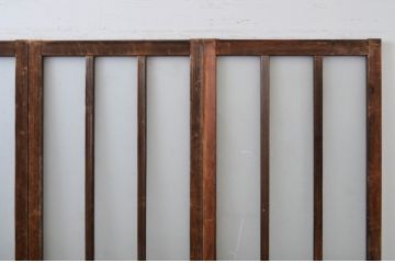 アンティーク建具　古い木味が和の雰囲気を高める幅狭ガラス玄関戸4枚セット(ガラス戸、引き戸)(R-064600)