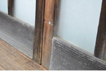 アンティーク建具　古い木味が和の雰囲気を高める幅狭ガラス玄関戸4枚セット(ガラス戸、引き戸)(R-064600)