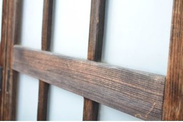 アンティーク建具　古い木味が和の雰囲気を高める幅狭ガラス玄関戸4枚セット(ガラス戸、引き戸)(R-064600)