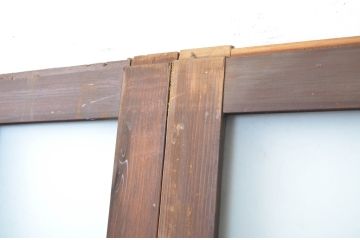 アンティーク建具　古い木味が和の雰囲気を高める幅狭ガラス玄関戸4枚セット(ガラス戸、引き戸)(R-064600)