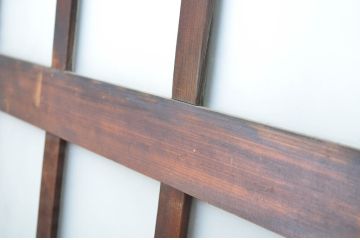 アンティーク建具　古い木味が和の雰囲気を高める幅狭ガラス玄関戸4枚セット(ガラス戸、引き戸)(R-064600)