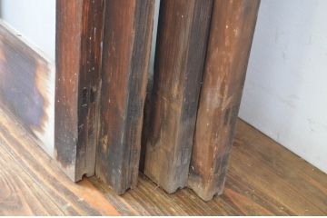 アンティーク建具　古い木味が和の雰囲気を高める幅狭ガラス玄関戸4枚セット(ガラス戸、引き戸)(R-064600)
