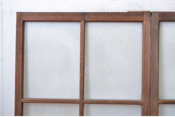 アンティーク建具　古い木味が懐かしい雰囲気漂う幅狭ガラス戸4枚セット(引き戸)(R-064601)