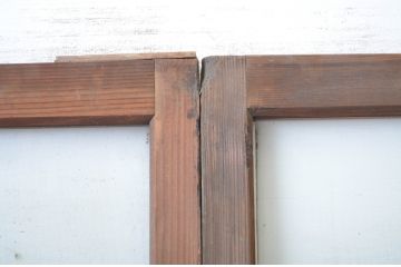 アンティーク建具　古い木味が懐かしい雰囲気漂う幅狭ガラス戸4枚セット(引き戸)(R-064601)