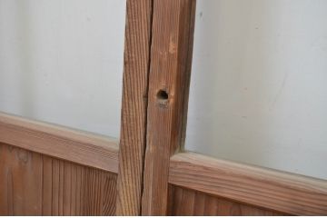 アンティーク建具　古い木味が懐かしい雰囲気漂う幅狭ガラス戸4枚セット(引き戸)(R-064601)